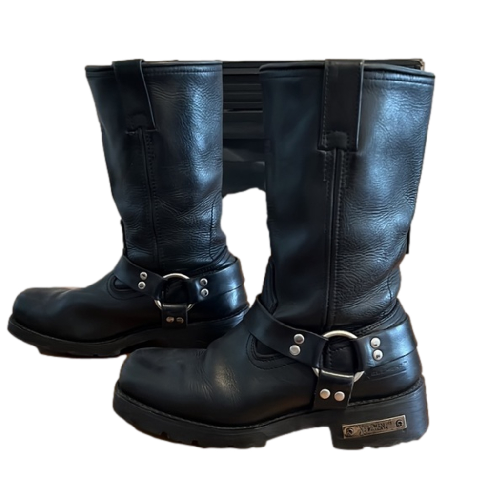 ELEMENT square toe black motorcycle boots. Barely worn.